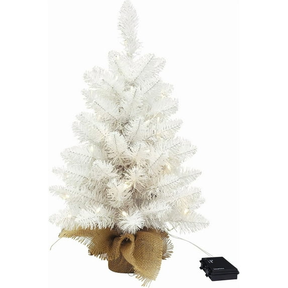 Pre-lit Mini Christmas Tree, 2ft Christmas Tree with 50 Led Warm Lights, Artificial Christmas Tree with 72 Branch Tips, Battery Operated Small Xmas Tree for Table Desk Best Holiday Home Decorations