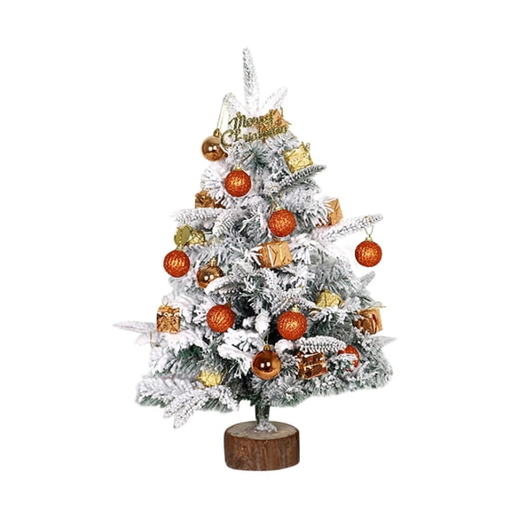 Pre-lit Pre-Decorated Pine Artificial Christmas Tree, 1.47FT Artificial Hinged Xmas Tree with 818 Flocked Frosted Tips, 250 Lights, 58 Pine Cones & 58 Red Berries for Holiday Party Office Home