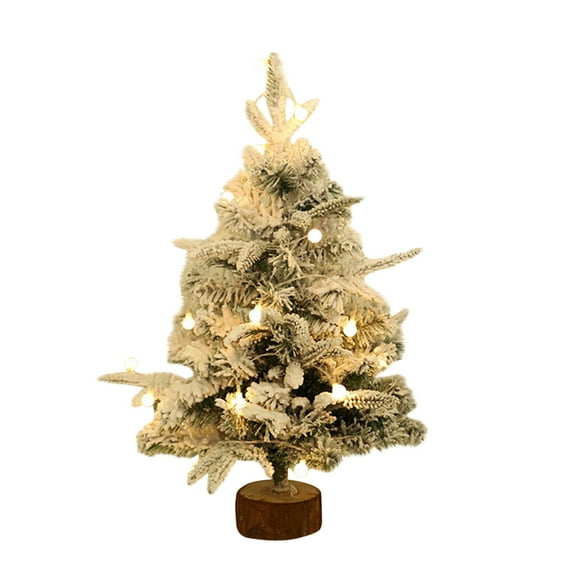 Pre-lit Pre-Decorated Pine Artificial Christmas Tree, 1.47FT Artificial Hinged Xmas Tree with 818 Flocked Frosted Tips, 250 Lights, 58 Pine Cones & 58 Red Berries for Holiday Party Office Home