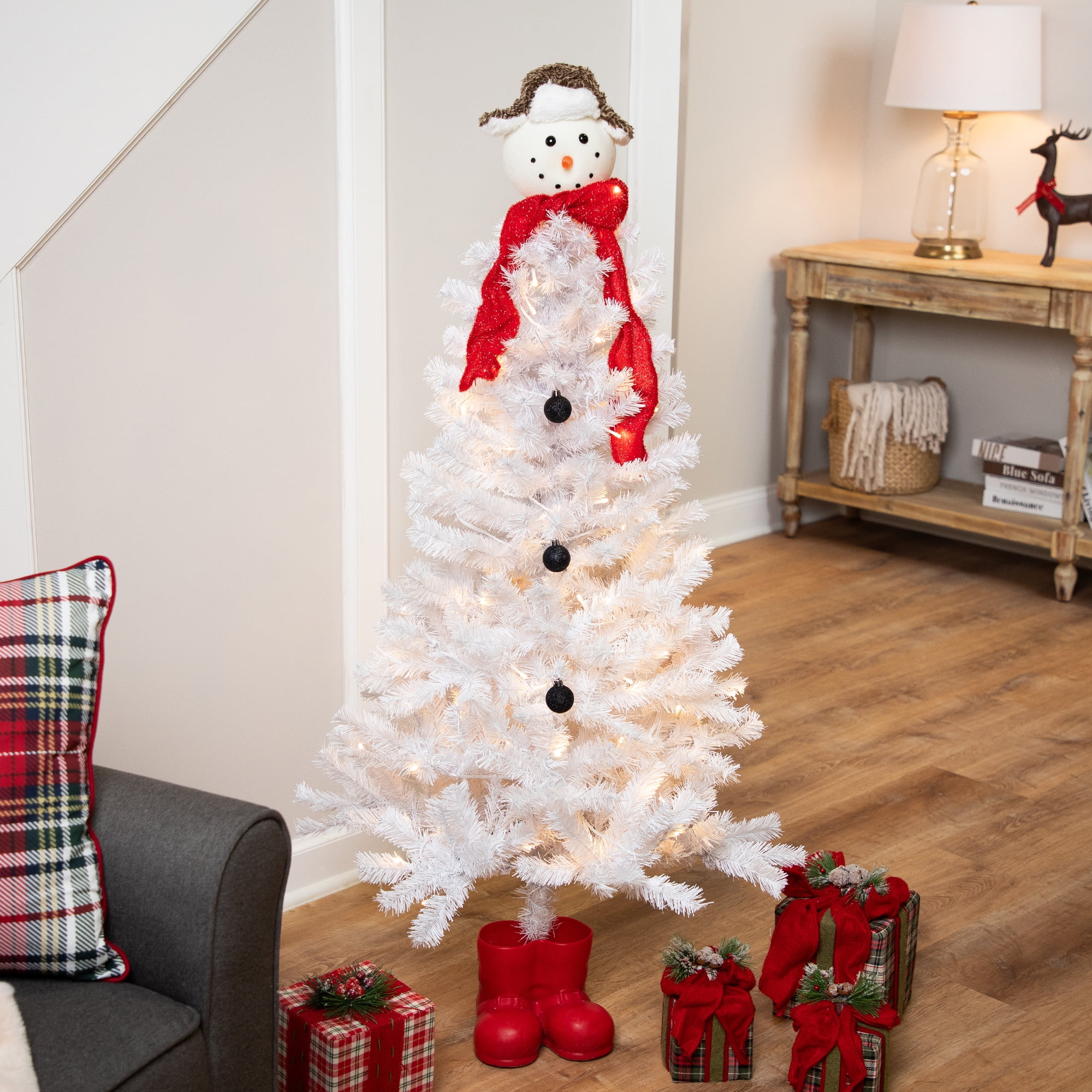 Pre-lit Snowman Medium Artificial Christmas Tree - 4' - Clear Lights