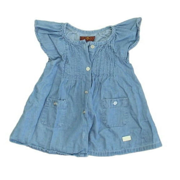 Pre-Owned 7 for all Mankind Girls Blue Dress size: 3-6 Months (Good)