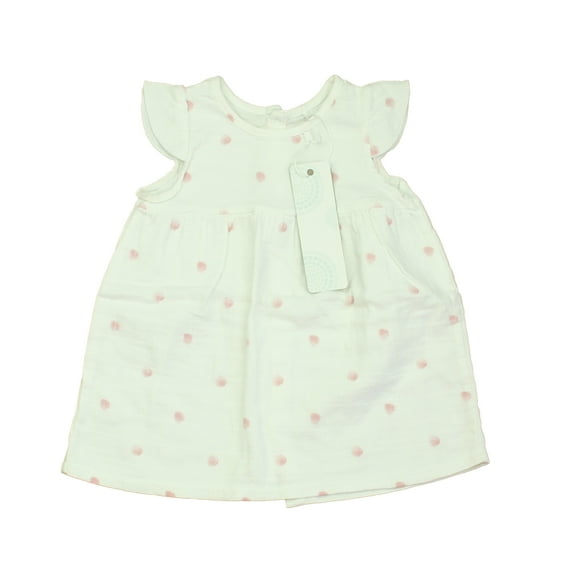 Pre-Owned Aden   Anais Girls White | Pink Dress size: 12-18 Months (New with Tags)