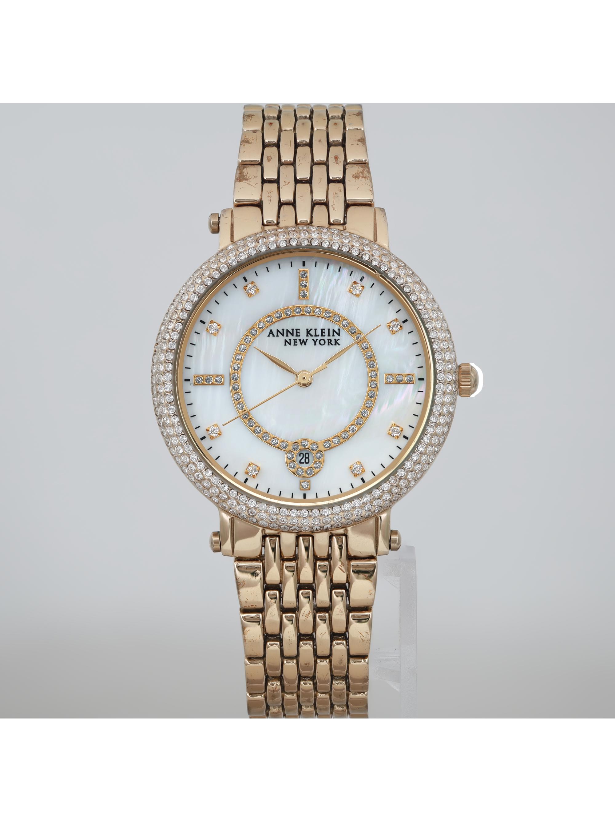 Pre- Owned Women\'s Anne Klein watch with gold-tone bracelet‎ Anne Klein Ladies White Mother of Pearl Dial Gold Tone  main image 2