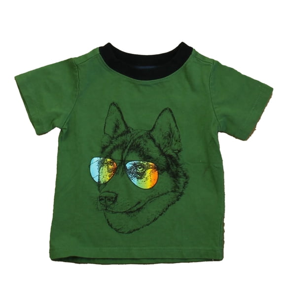 Pre-Owned Any & Evan Boys Green Wolf T-Shirt size: 9-12 Months (Good)