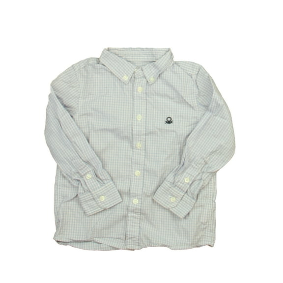 Pre-owned: Benetton Boys Blue | Red Plaid Button Down Long Sleeve size: 3-4T (Good)