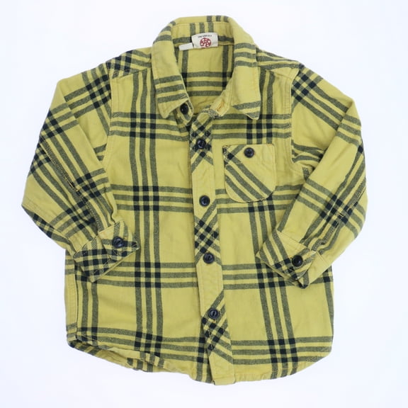 Pre-owned: Bit'z Kids Boys Yellow | Black Button Down Long Sleeve size: 18-24 Months (Good)