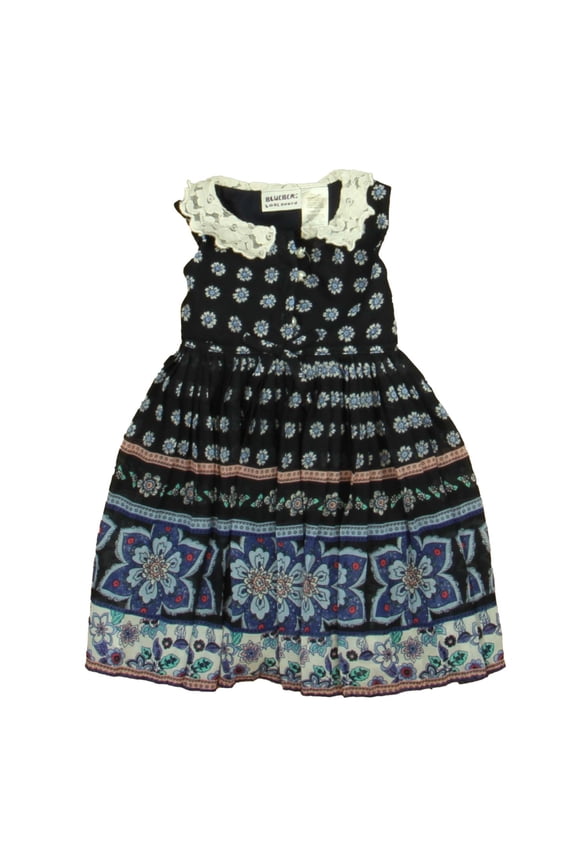 Pre-Owned BlueBeri Boulevard Girls Blue | White Floral Dress size: 2T (Good)