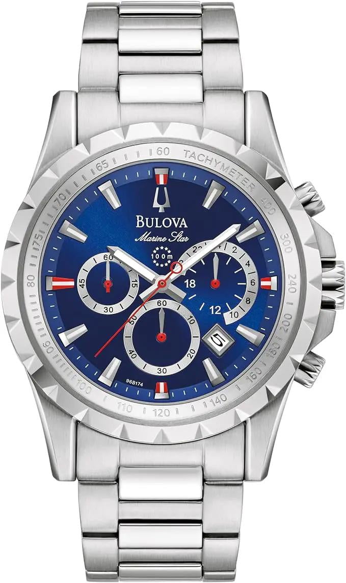 Pre-Owned Bulova Marine Star 42mm Steel Mens Watch 96B174 (Good