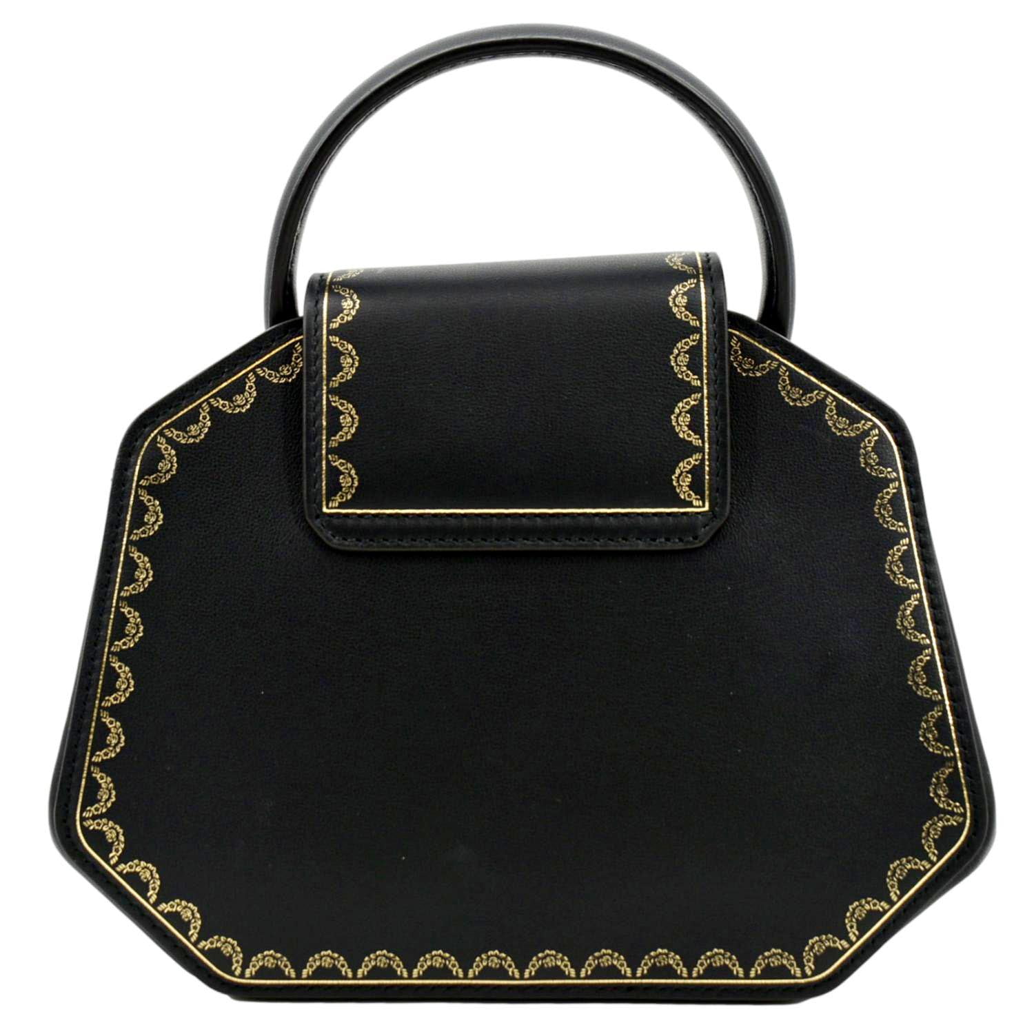 Pre Owned CARTIER Guirlande Mini Calfskin Leather Top Handle Satchel Bag Black Walmart