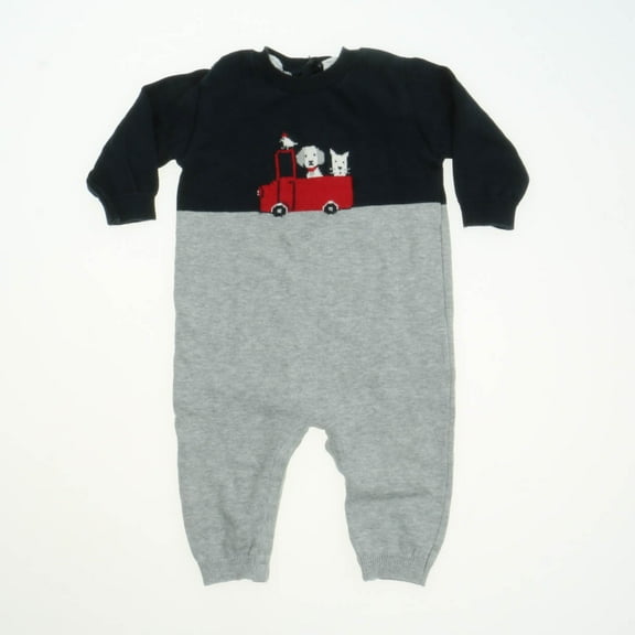 Pre-owned: Carriage Boutiques Boys Blue | Grey Long Sleeve Outfit size: 6 Months (Excellent)