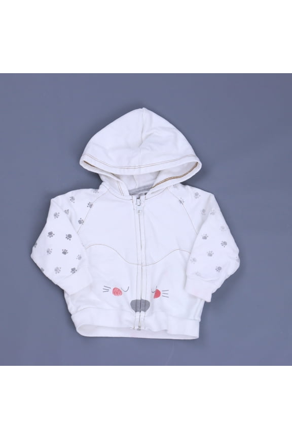 Pre-owned: Catimini Girls White Hoodie size: 9 Months (Fair)