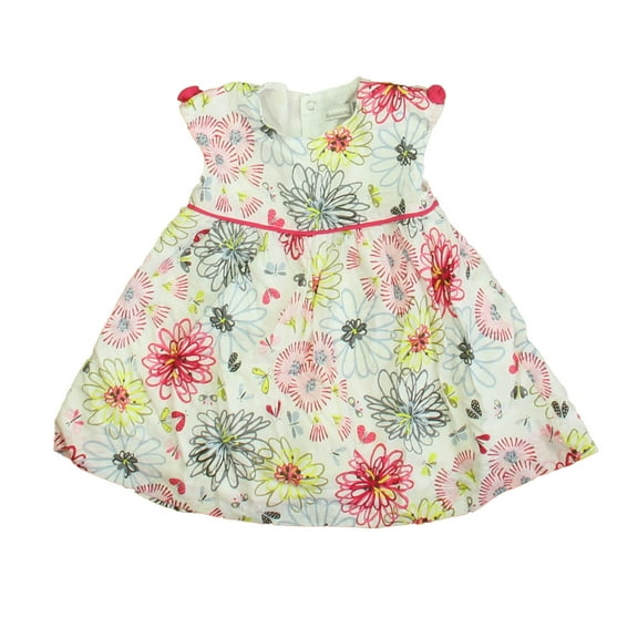 Pre-Owned Catimini Girls White | Pink | Blue Floral Dress size: 9 Months (Good)