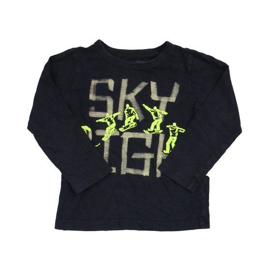 Pre-owned: Crewcuts Boys Navy Snowboarder Long Sleeve T-Shirt size: 3T (Good)