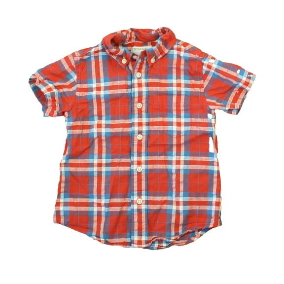 Pre-owned: Crewcuts Boys Red | White | Blue Button Down Short Sleeve size: 3T (Good)