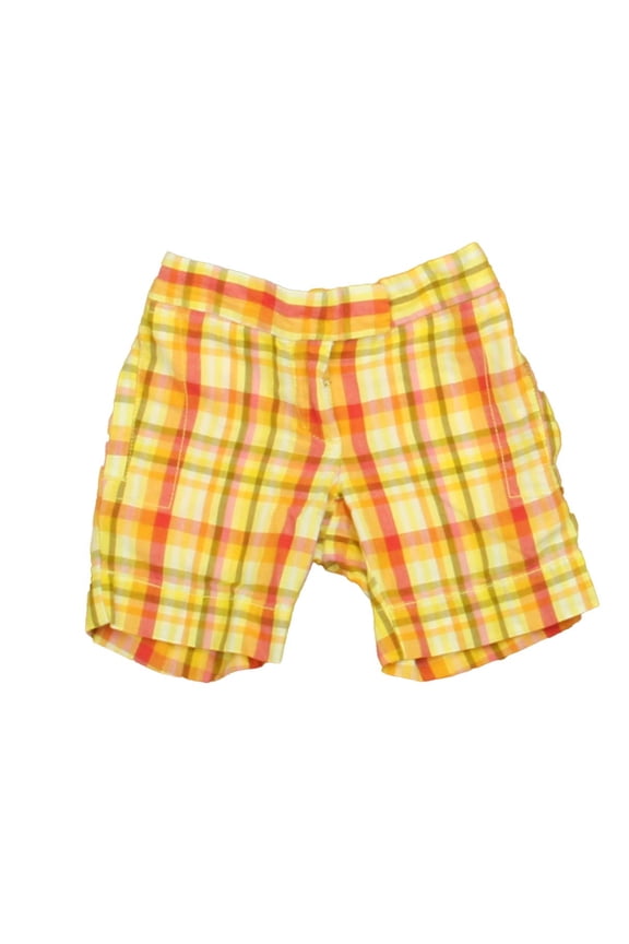 Pre-owned: Crewcuts Girls Pink | Yellow Plaid Shorts size: 3T (Good)