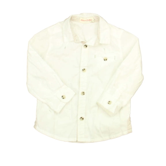 Pre-Owned Deux par deux Boys White Button Down Long Sleeve size: 24 Months (Good)