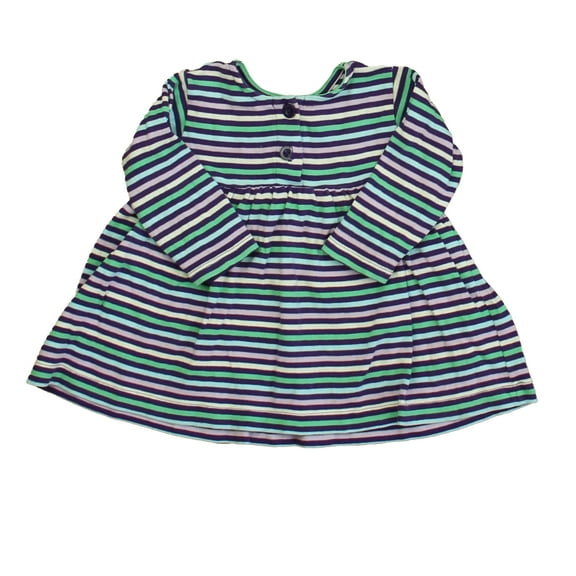 Pre-Owned Disney for Hanna Andersson Girls Purple | Green Stripe Dress size: 6-12 Months (Good)