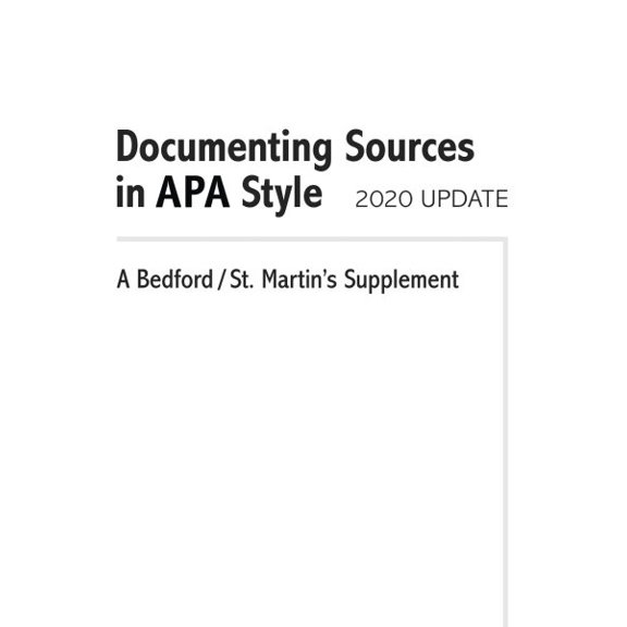 Pre-Owned Pre-owned Documenting Sources in Apa Style, 2019 Update, Paperback by Bedford/St.martin's (COR), ISBN 1319350801, ISBN-13 9781319350802