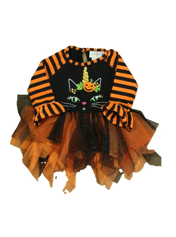 Pre-Owned Emily Rose Girls Black | Orange Dress size: 18 Months (Good)