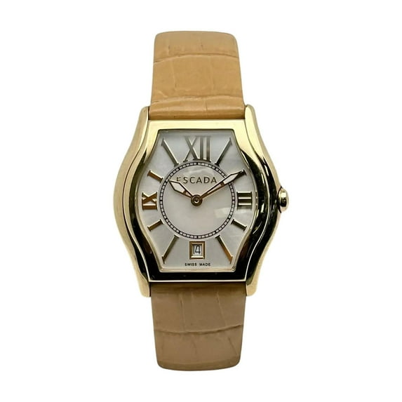 Pre-Owned Escada Grace Gold Tone White MOP Dial Watch IWW-E3730042 (Good)