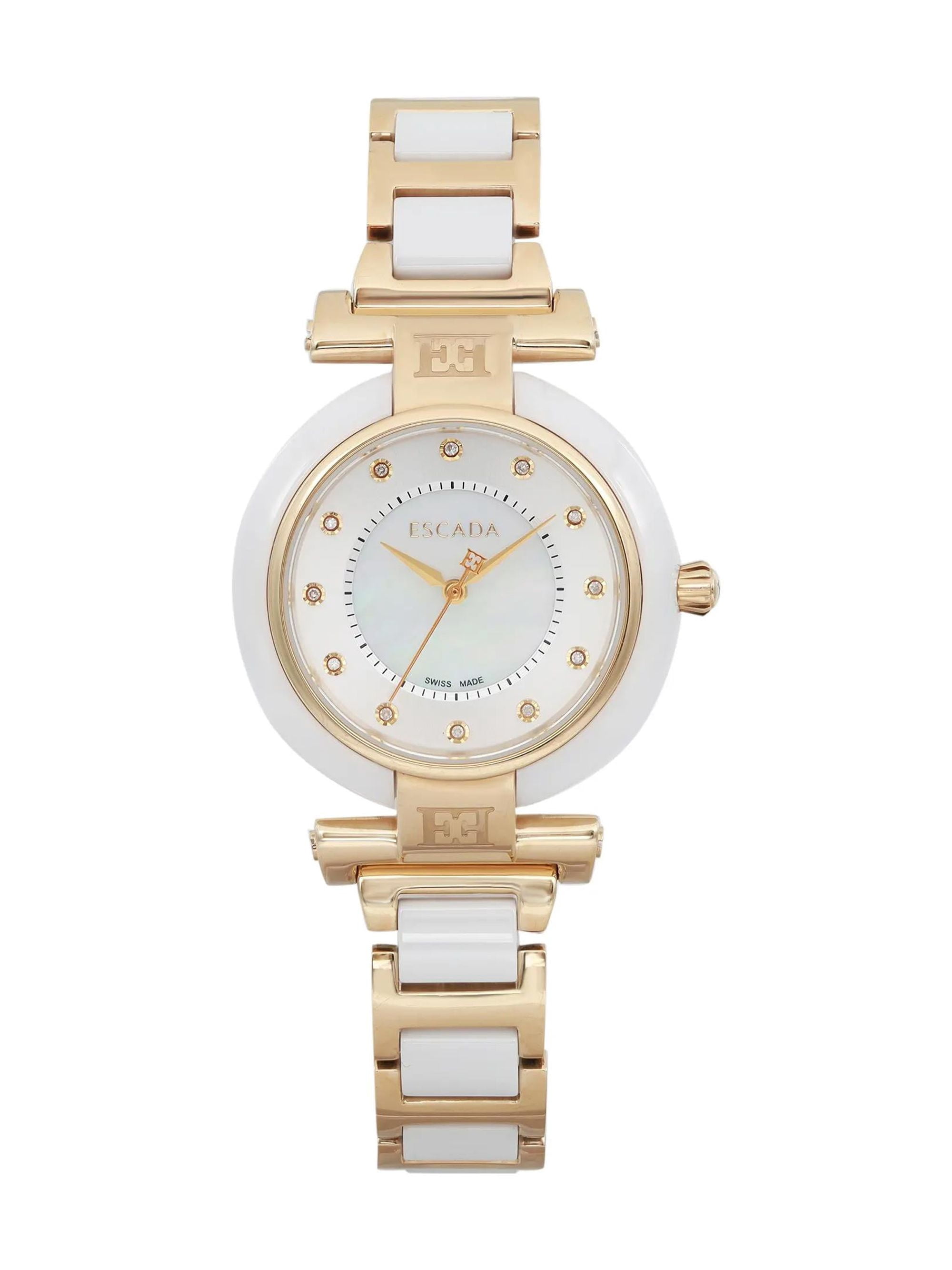 Pre-Owned Escada Lauren Gold Tone Ceramic Ladies Watch  display picture 3
