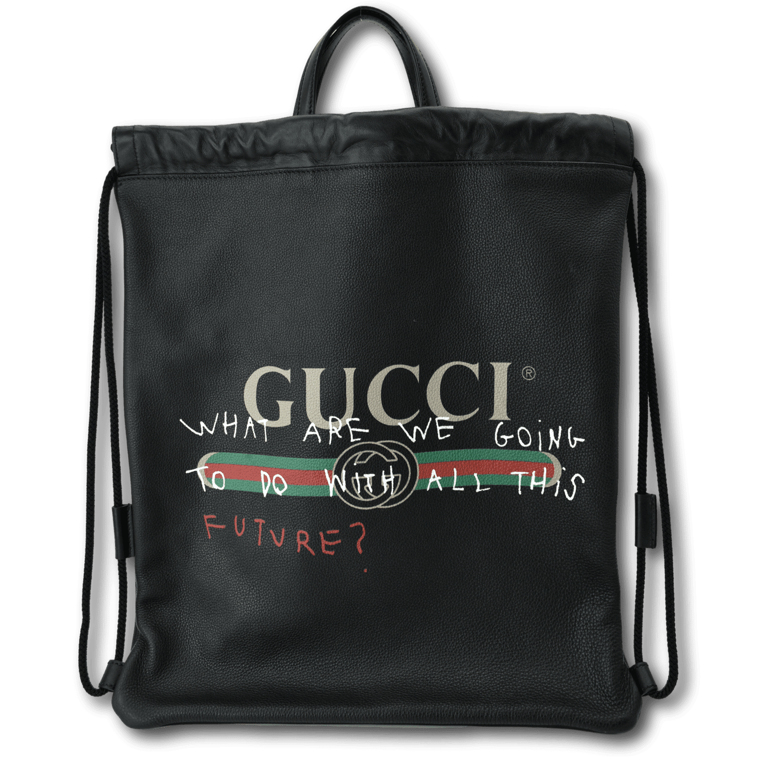 Gucci drawstring leather backpack GUCCI Gucci print drawstring backpack/tote bag style leather  main image 4