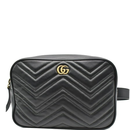 Pre-Owned GUCCI GG Marmont Matelasse Leather Belt Bag Black 523380