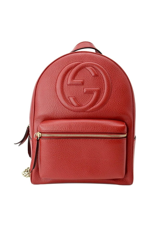 Pre-Owned GUCCI Soho Leather Chain Backpack Red 536192