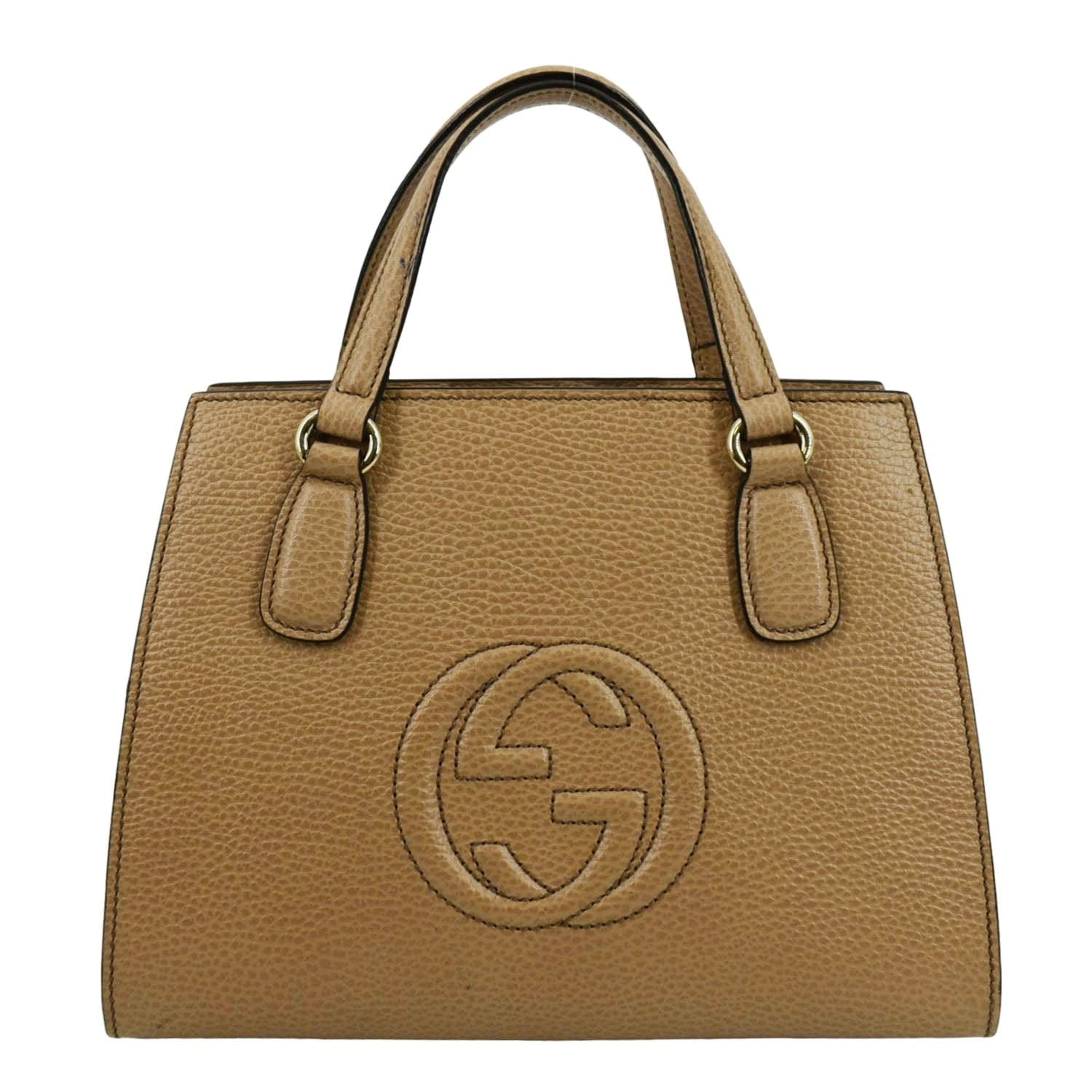 Pre Owned GUCCI Soho Leather Top Handle Hobo Bag Beige 607722 Walmart
