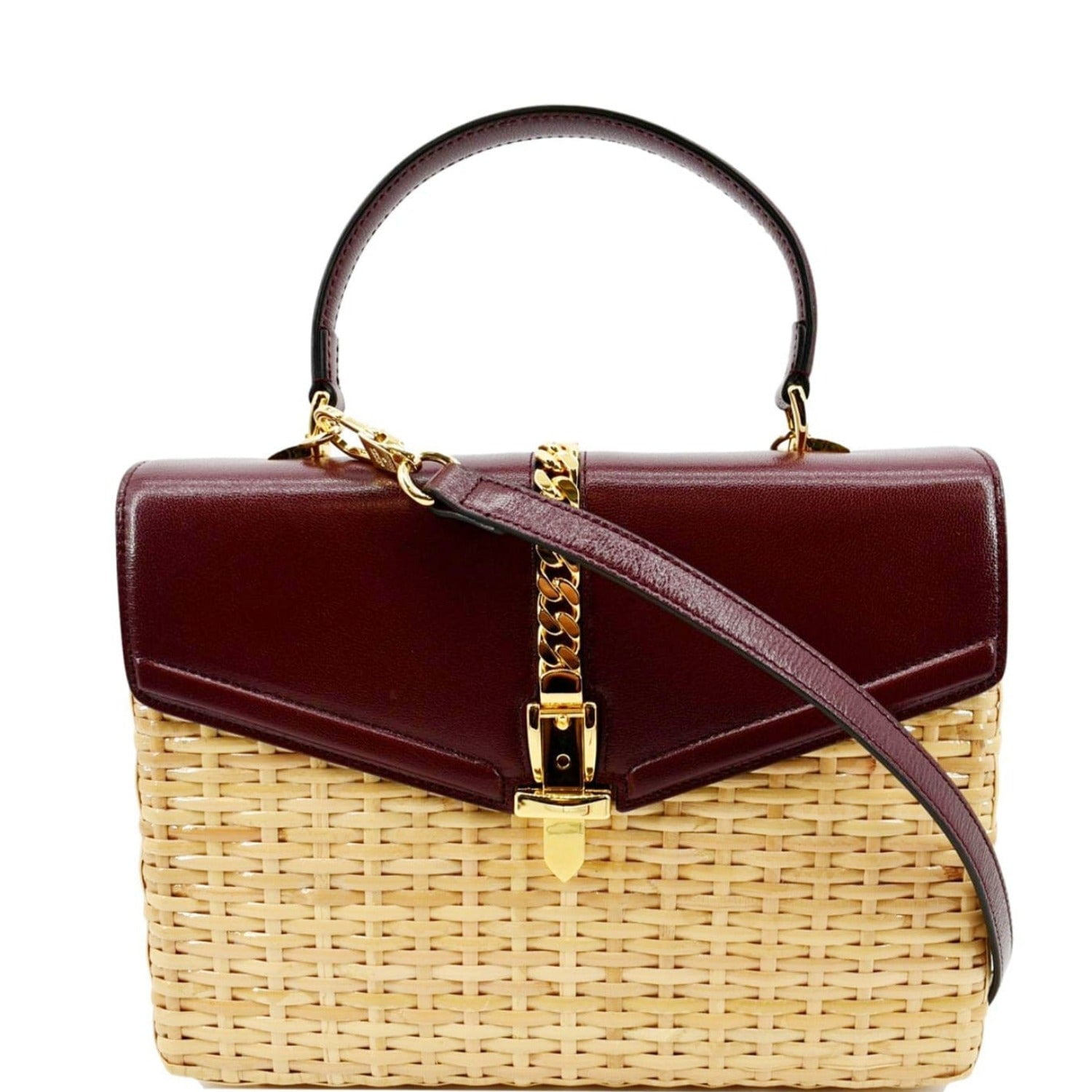 Pre-Owned GUCCI Sylvie Wicker Leather Shoulder Bag Beige - Walmart.com