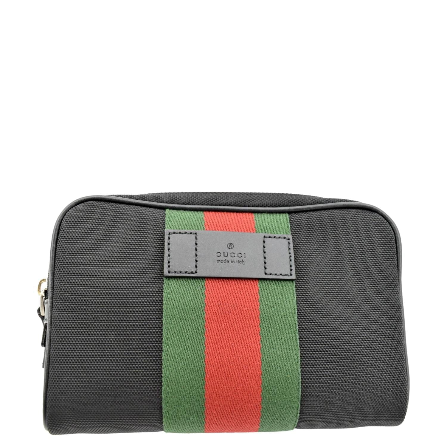 Pre Owned GUCCI Web Monogram Canvas Slim Belt Bag Black 630919