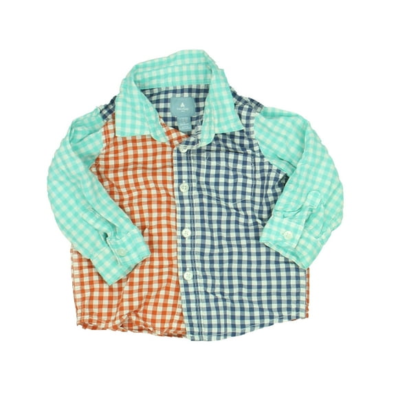 Pre-owned: Gap Boys Blue | Red | Checks Button Down Long Sleeve size: 12-18 Months (Excellent)