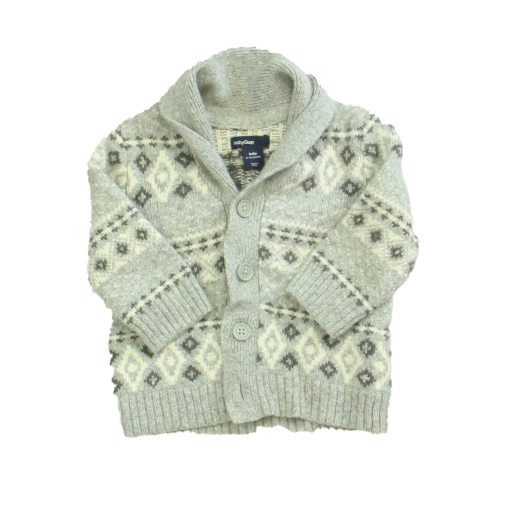 Pre-Owned Gap Boys Gray White Cardigan size: 6-12 Months (Good