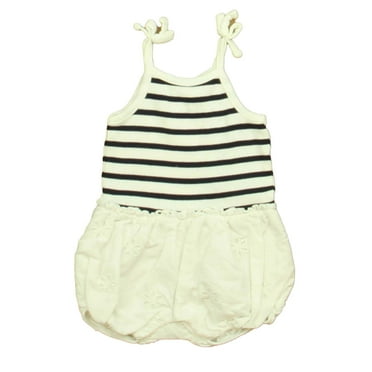Pre-owned: Gap Girls White | Navy Romper size: 0-3 Months (Excellent)