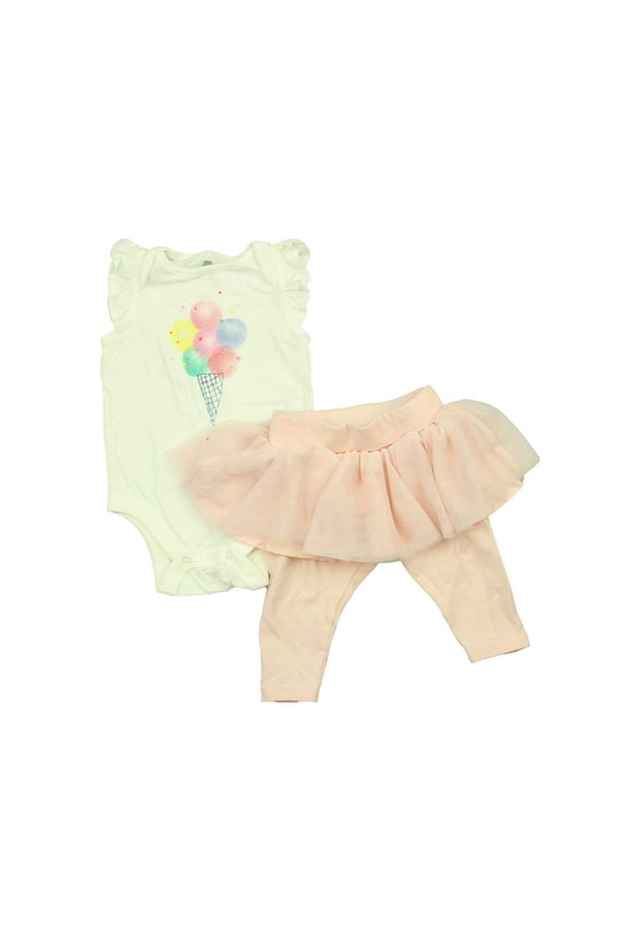 Pre-Owned Gap Girls White | Pink Apparel Sets size: 3-6 Months (Excellent)