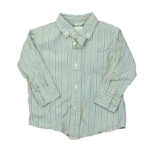 Pre-Owned Gymboree Boys Blue | Brown | Red | Stripes Button Down Long Sleeve size: 18-24 Months (Good)