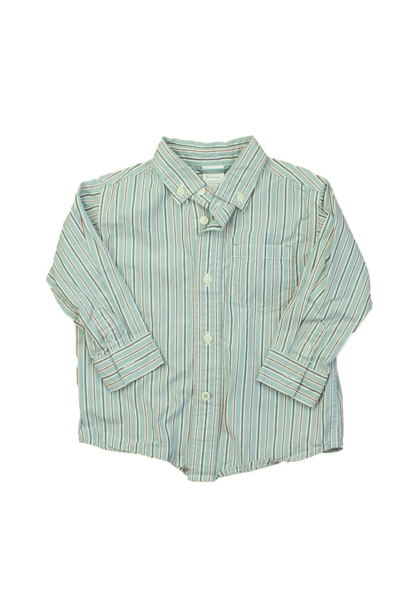 Pre-Owned Gymboree Boys Blue | Brown | Red | Stripes Button Down Long Sleeve size: 18-24 Months (Good)