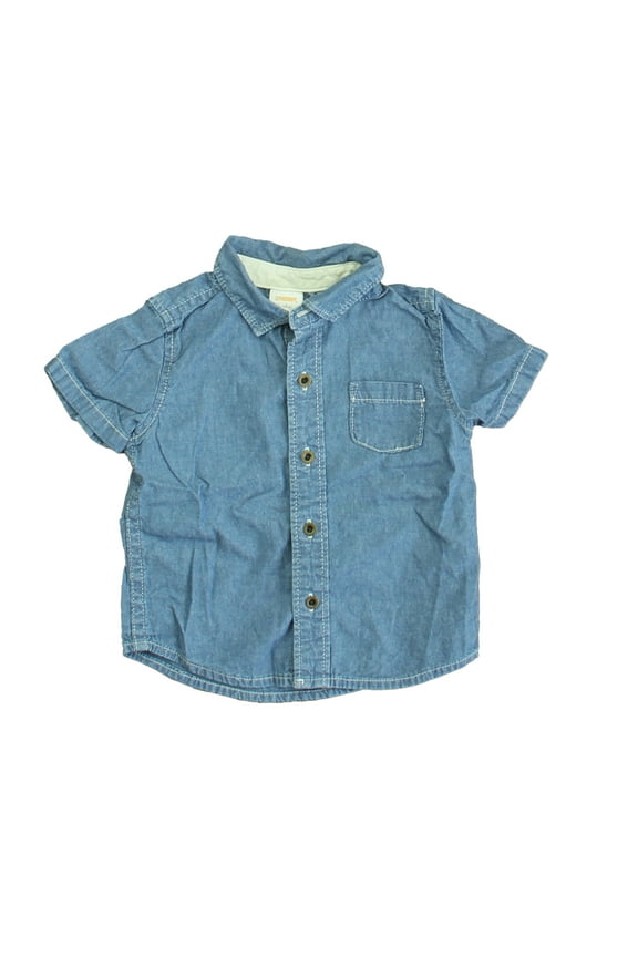Pre-Owned Gymboree Boys Blue Button Down Short Sleeve size: 6-12 Months (Good)