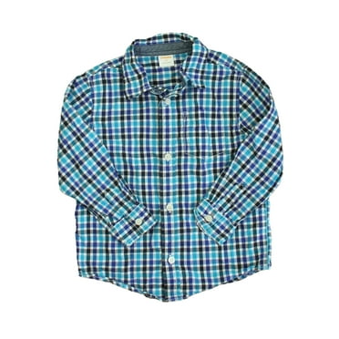 Pre-Owned Gymboree Boys Blue | White Check Button Down Long Sleeve size: 3T (Good)