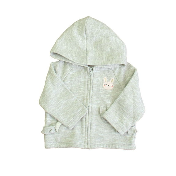 Pre-Owned Gymboree Girls Gray | White Bunny Hoodie size: 3-6 Months (Good)