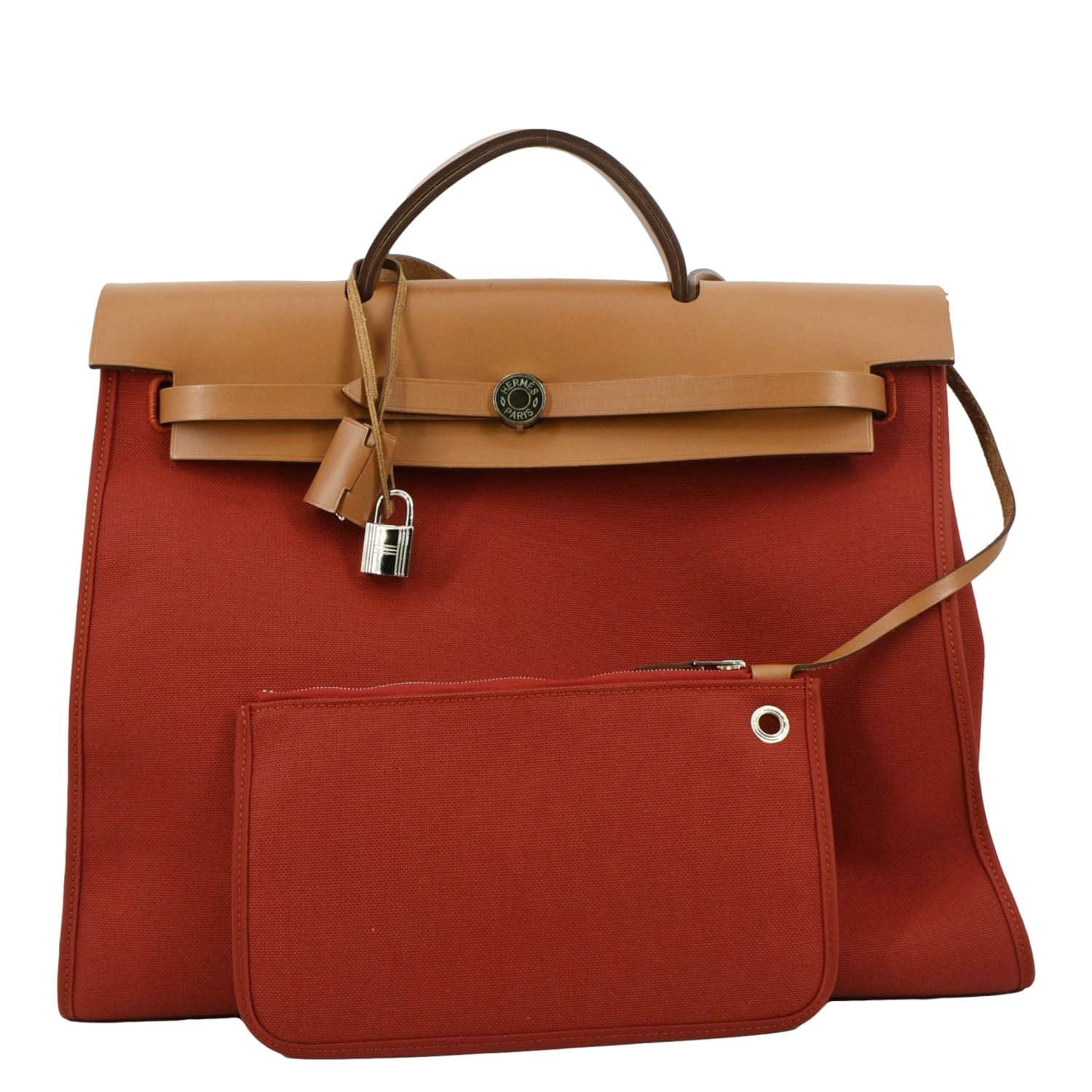 Pre-Owned HERMES Herbag Canvas Tote Shoulder Bag Red 