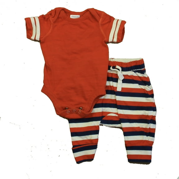Pre-Owned Hanna Andersson Boys Orange | Navy Stripe Apparel Sets size: 3-6 Months (Good)