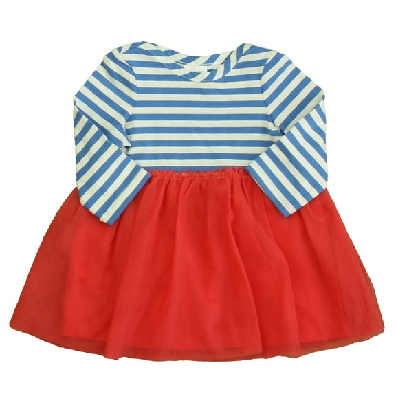 Pre-Owned Hanna Andersson Girls Blue | White | Red Dress size: 6-12 Months (Good)