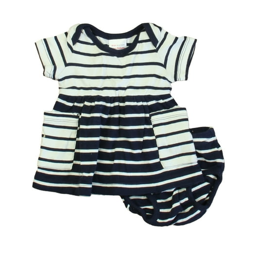 Pre-Owned Hanna Andersson Girls Navy | White Stripe Dress size: 0-3 Months (Good)