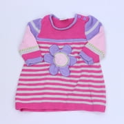 Pre-owned Hanna Andersson Girls Pink Stripe Sweater Dress size: 6-12 Months