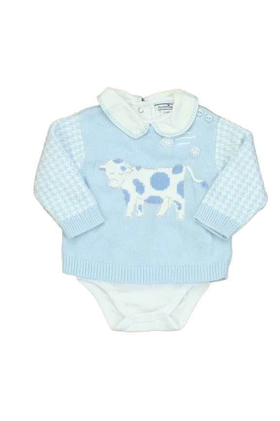 Pre-Owned Hartstrings Boys White | Light Blue Apparel Sets size: 3-6 Months (Excellent)