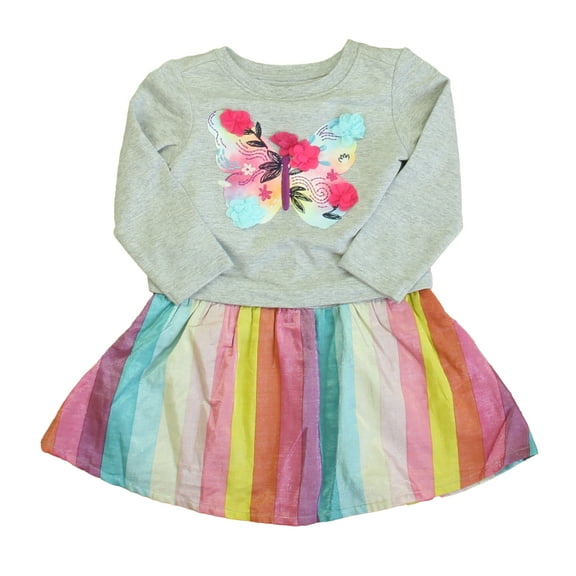 Pre-owned: Hatley Girls Gray | Pink Butterfly Dress size: 2T (Excellent)