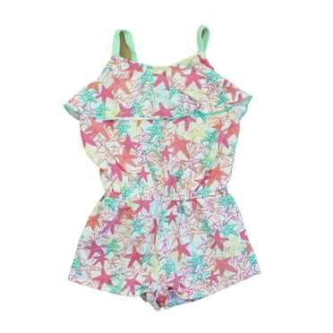 Pre-owned: Hatley Girls White | Aqua | Pink Floral Romper size: 2T (Good)