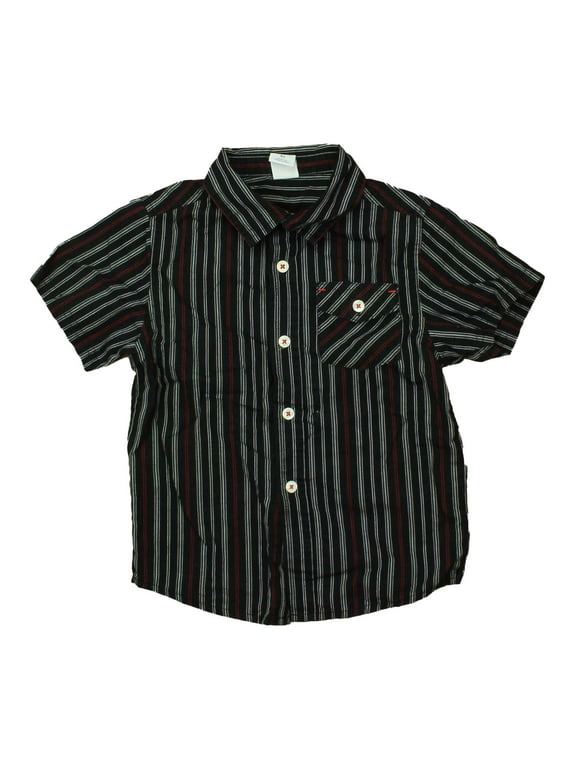 Pre-owned Healthtex Boys Black | Red Stripe Button Down Short Sleeve size: 2T