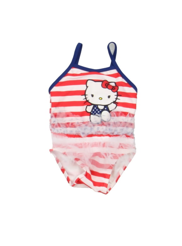Pre-owned Hello Kitty Girls Red | White 1-piece Swimsuit size: 12 Months